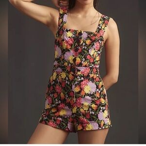 The Yukiko Noritake Portside Button-Front Romper by Maeve from Anthropologie
